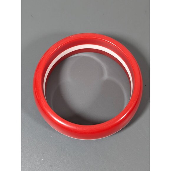 Vintage Red White Stripe Lucite Bangle Bracelet Nautical 8" - Picture 3 of 7